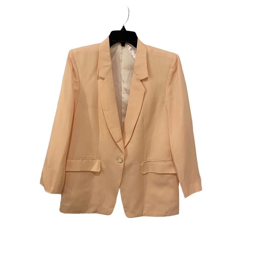 Bespoke Pastel Peach Single Button Tailored Blazer Fully Lined Suit Jacket M